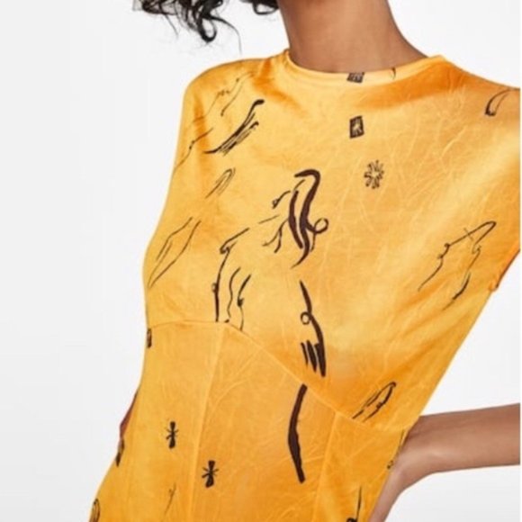 Zara canary yellow maxi printed dress, S - Picture 14 of 14